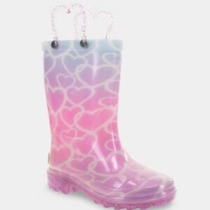 Western Chief LIGHT UP Pink Glitter Rain Boots Size 6